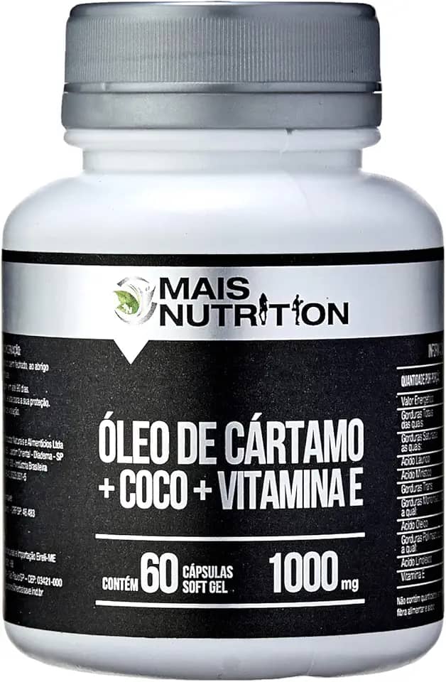 Oleo de Cártamo + Oleo de Coco + Vitamina E 1000 mg 60 capsulas Mais Nutrition
