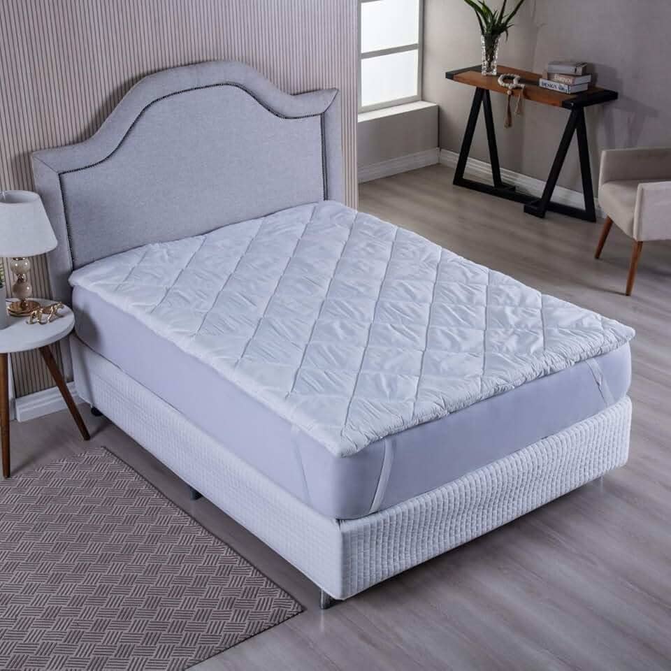 Pillow Top Casal Padrão Micro-Percal 400 Fios 400g Gramatura Com elástico Fixador Hipoalergenico Acolchoado Enchimento Superior Para o Colchão 1,90mx1,40m