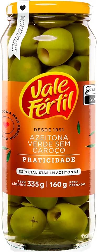 Vale Fértil Azeitona Verde Em Conserva Sem Caroço Vidro 160G Pequeno
