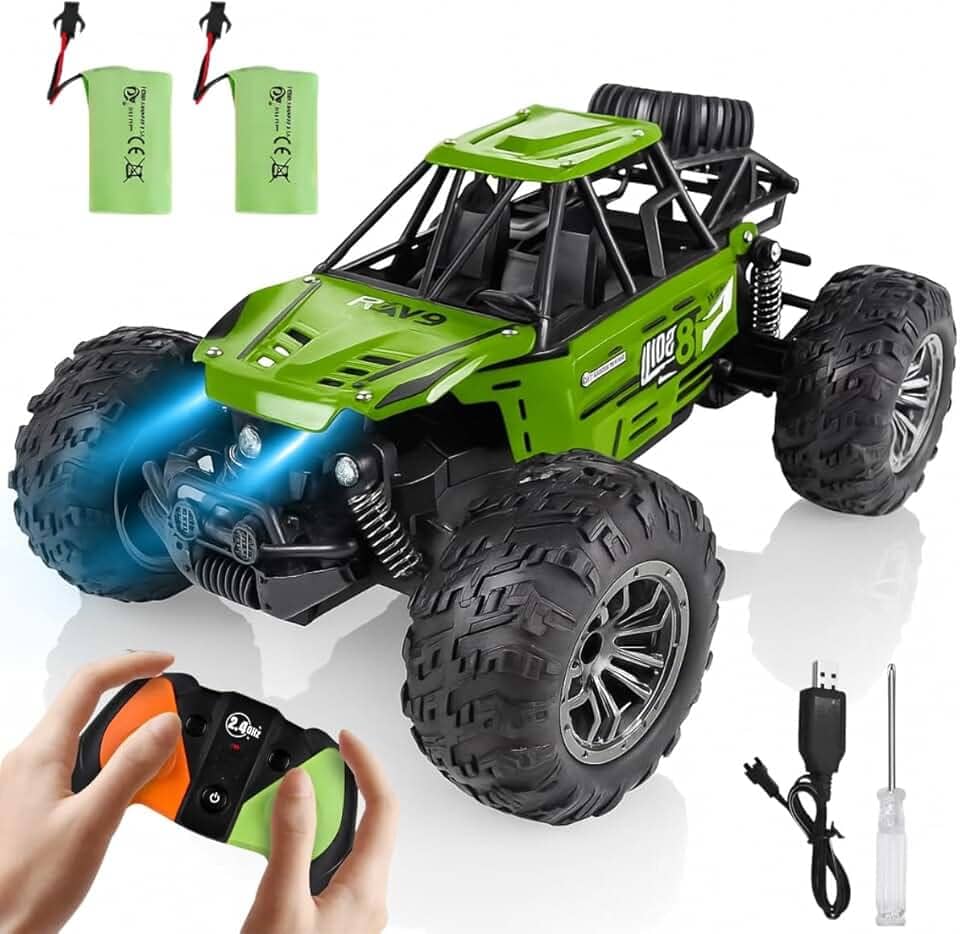 Carrinho De Controle Remoto Off Road Recarregável Buggy Monster Truck Estilo 4x4 Com 2 Baterias (Verde)