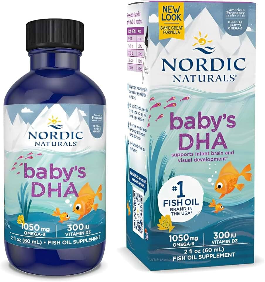 Nordic Naturals DHA infantil, Sem sabor - 1050 mg Omega-3 + 300 IU Vitamina D3- 60ml - Não -GMO - 12 porções
