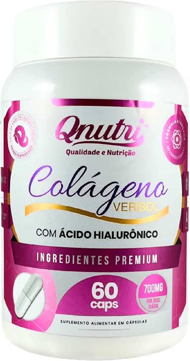 Colágeno Verisol 60 Cápsulas Acido Hialurônico Biotina Zinco Vitaminas Minerais Suplemento Qnutri