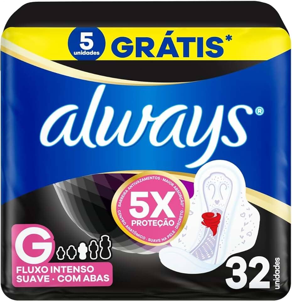 Always Noturno Suave, Absorvente Tamanho G, 32 Unidades