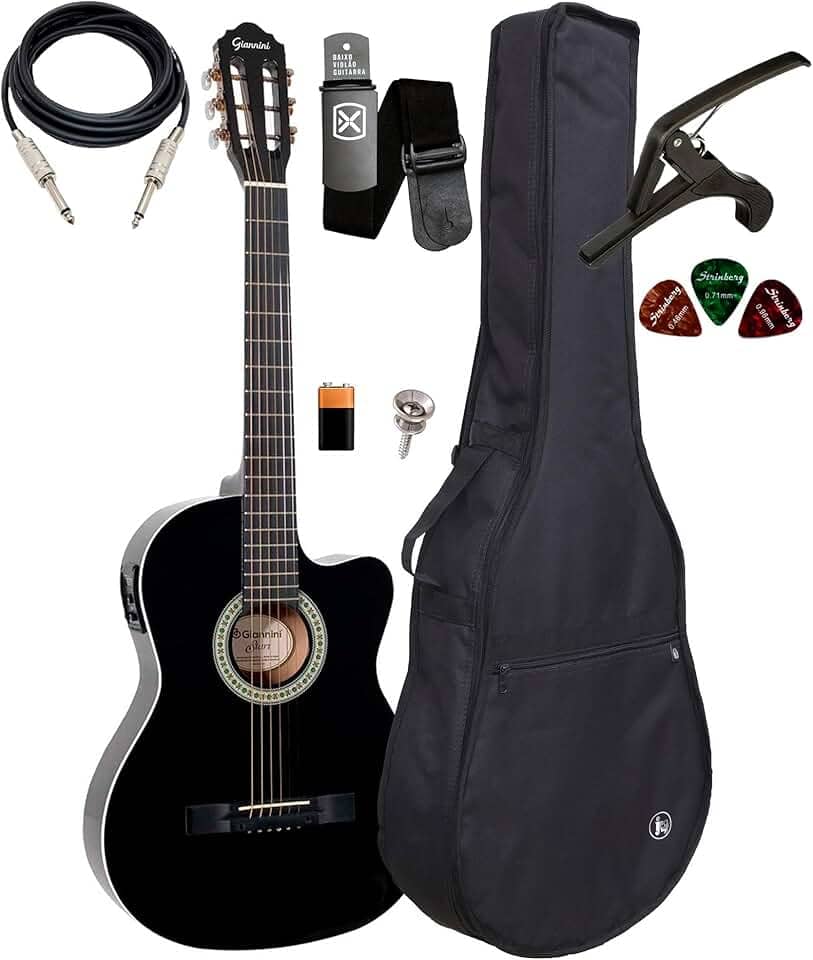 Violão Elétrico Giannini Sf14 Aço Flat Kit Capa E Acessorios