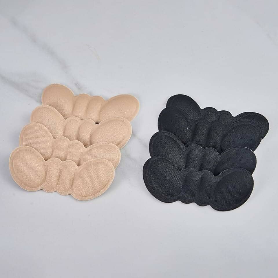 4 pares de almofadas de calcanhar, inserções de calcanhar, forros de calcanhar (preto + bege), Bege + preto