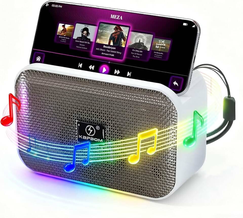 Caixa de Som Portátil RGB Bluetooth de 10 W, Som Estéreo, Pequena Caixa de Som Sem Fio Para Ambientes Externos, Bateria de 4 Horas,Caixa de Som Sem Fio Ideal Para Viagens, Banho, Festas e Casa(Preto)