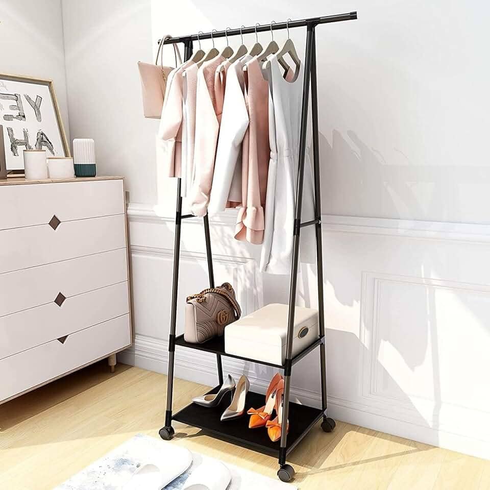 Arara Organizadora Cabideiro de Roupas Sapateira Prateleira para Roupas Camisa Calça com Rodas