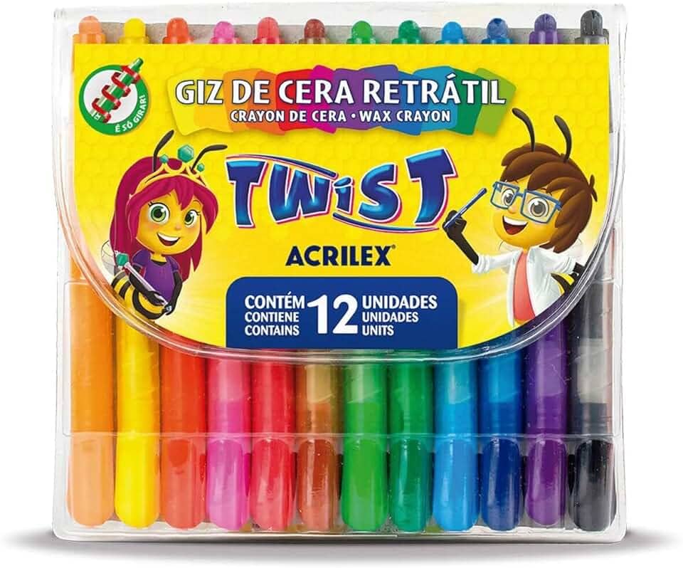 Giz de Cera Retrátil Twist 12 Cores Acrilex