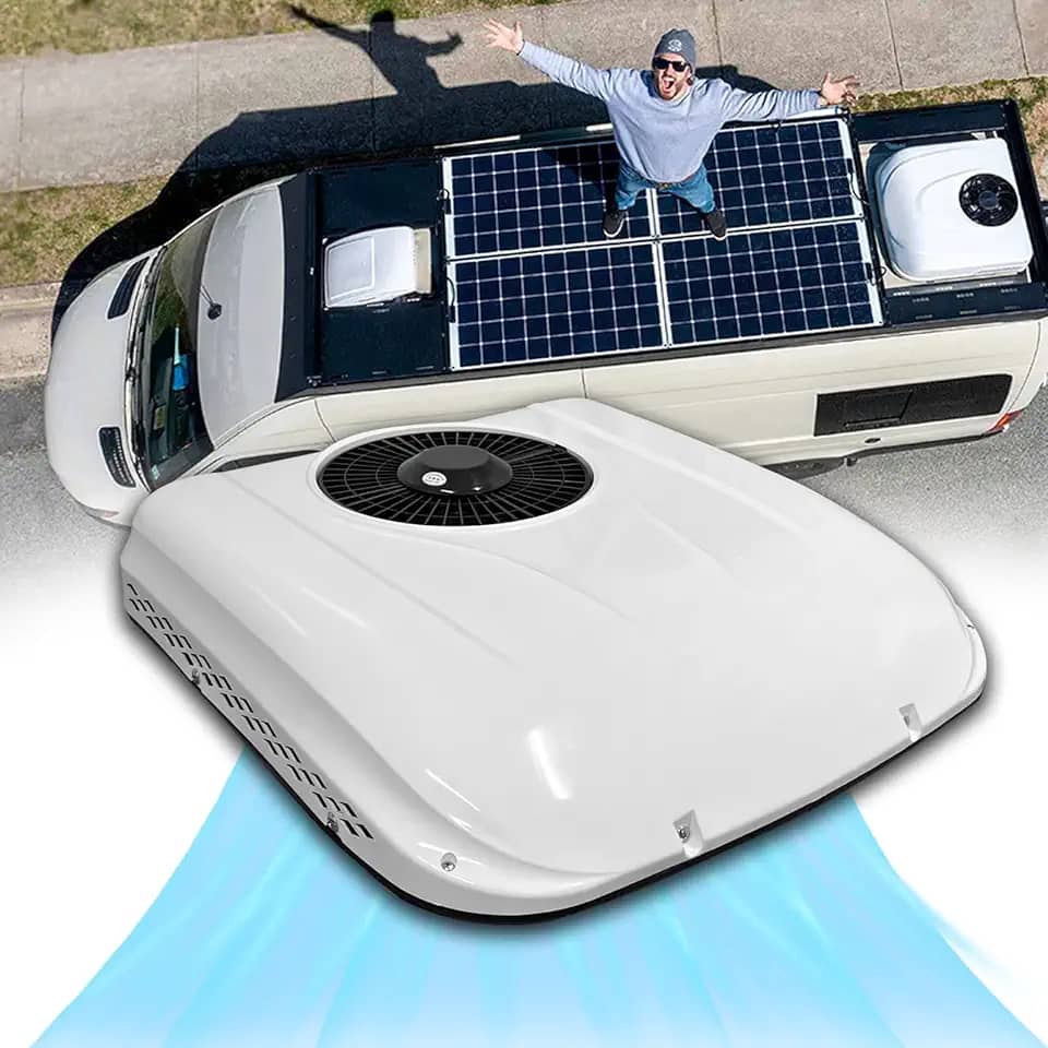 Ar condicionado de telhado 12 Volts, 12000BTU Unidade AC 2 em 1, ar condicionado de teto de 12 V para trailer, van, caravana, motorhome, ônibus etc