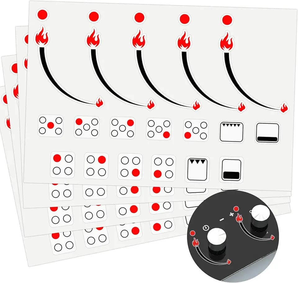 Adesivos Indicadores de Chamas Anel Indicador de Chamas Etiquetas de Fogão-Substituição de Forno Adesivo Símbolos de Botão para Pára-Choques Cooktop Placa de Fogão Marcações Superiores P