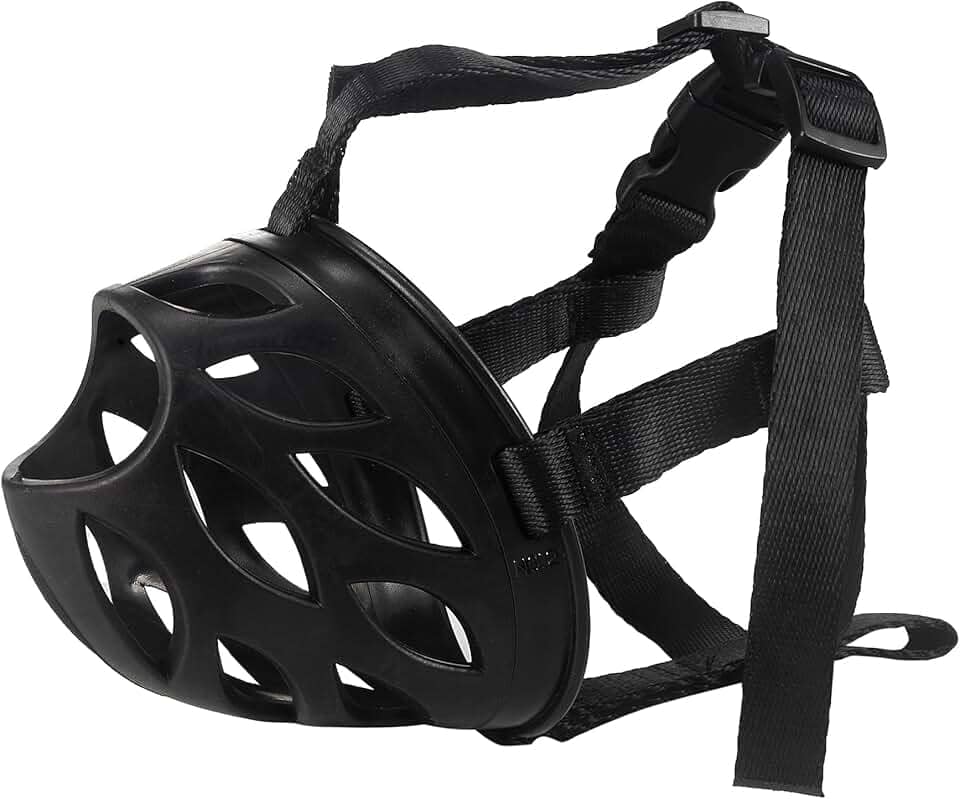 Focinheira para Cachorro Ajustável e Confortável Seguro Preto Petting Is Caring (M)