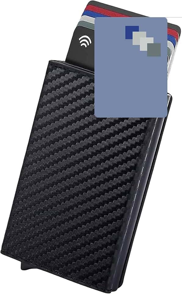 Carteira Porta Cartão Slim Pop-Up Automática em Couro com Proteção RFID e Ejeção Inteligente Antifurto Unissex Compacta