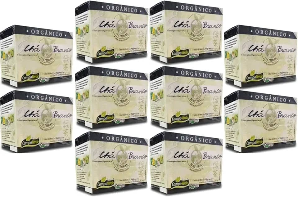 Kit 10cx Chá Branco Orgânico (100 Sachês) Campo Verde