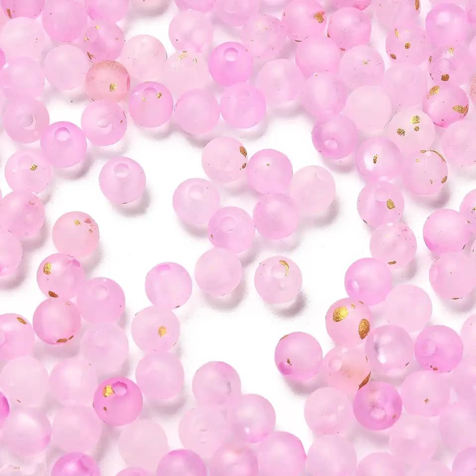 50 peças de contas redondas de acrílico 6 mm fosco transparente redondo contas soltas pérola rosa bolha chiclete espaçador para pulseiras, colar, joias, artesanato, faça você mesmo