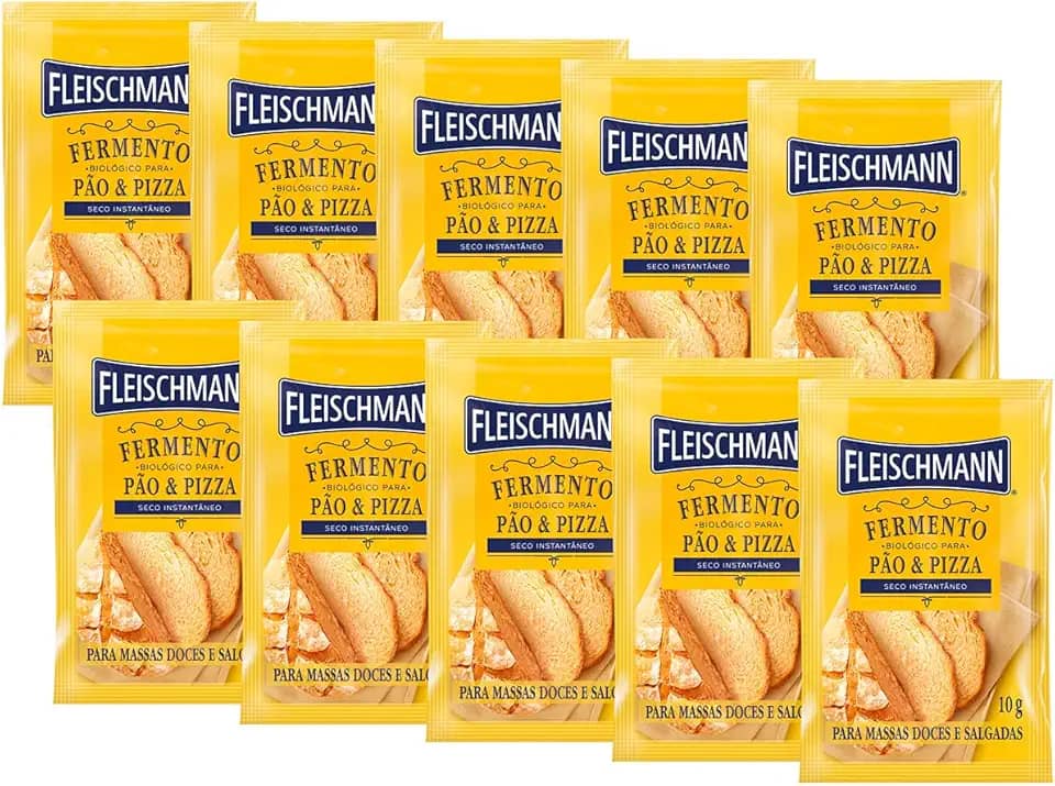 Kit 10 Fermento Biológico Pão e Pizza Seco Fleischmann 10g