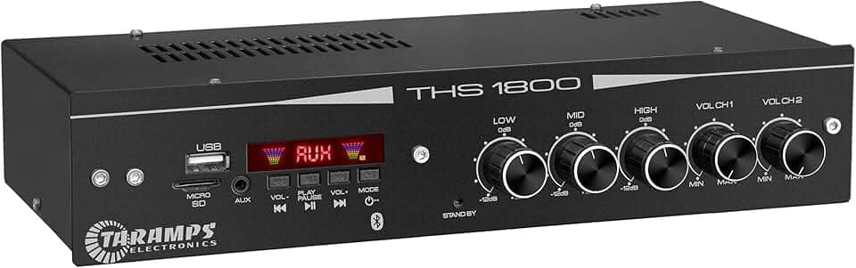 Amplificador Receiver Taramps THS 1800 Classe AB Multi Canal 80 Watts RMS Módulo Amplificador Residencial Comercial