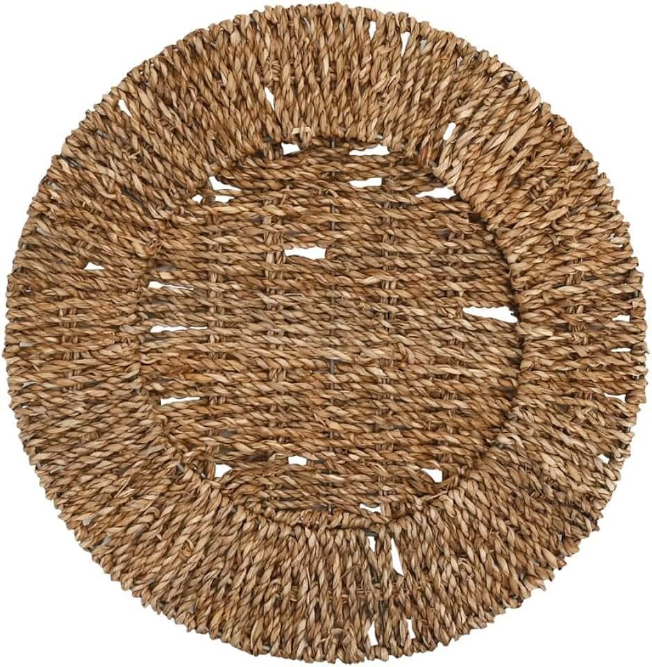 Mimo Style Sousplat Rattan de Fibra Natural, Cor Escura. Elegante e Charmoso Perfeito Para Sua Mesa Posta. Perfeito Para Todas as Ocasiões. Perfeito Para uma Mesa Tropical. Medidas: 33x2cm