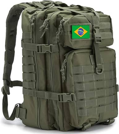 QT&QY Mochila Tática de 45L MOLLE com Bolsos Múltiplos e Material Durável para Sobrevivência de 3 Dias, Emergência, Caminhadas, Trekking e Caça Rucksack