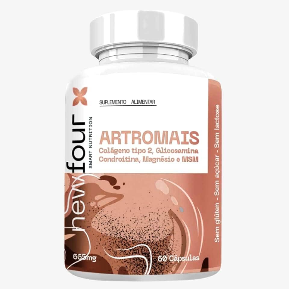 ARTROMAIS NewFour 60 Cápsulas - Glucosamina 550mg + Condroitina 400mg + Colágeno Tipo 2 + MSM + Magnésio - Suplemento Para Articulações Artrite Artrose - Smart Nutrition