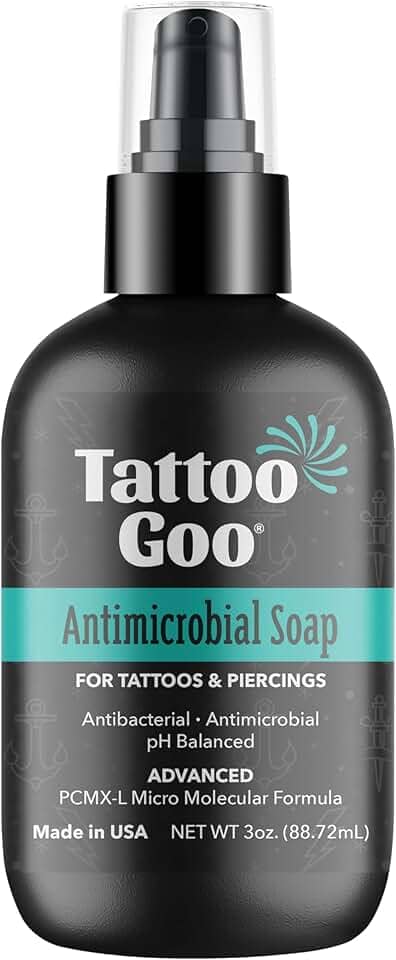 Tattoo Goo Sabonete De Limpeza Profunda, Cuidados Posteriores Desinfetantes Para Tatuagens E Piercings - Azeite Hidratante, Sem Álcool E Sem Fragrâncias - 3 Onças