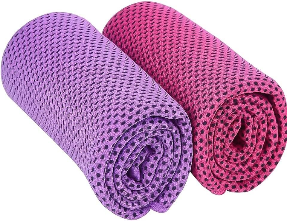 Toalha de Rosto Microfibra de Resfriamento instantâneo – Kit 2 Unidades – Toalha Esportiva Fitness, Academia, Corrida, Viagem, Praia, Yoga – Efeito Gelado, Seca Rápido e Leve.