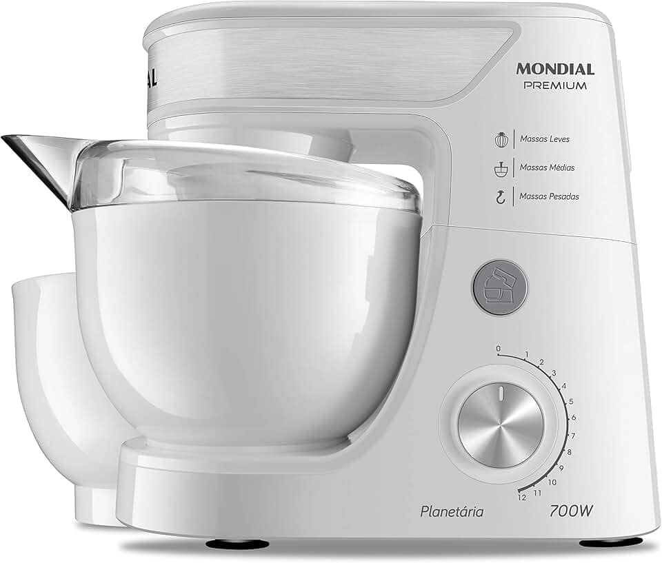 Batedeira Planetária, Mondial, Branco/Inox, 700W, 220V - BP-01P-W