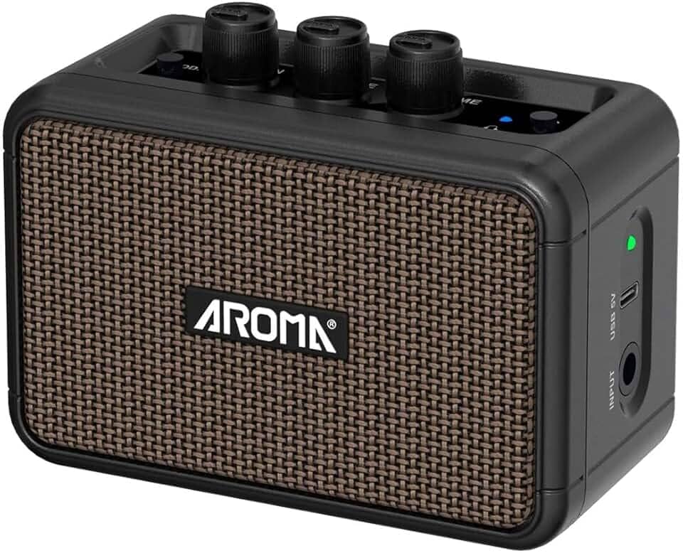 VEDO Amplificador de Guitarra Elétrica 5W Portátil com Bluetooth, Canais Clean e Overdrive, Bateria Recarregável, Alto-Falante Duplo, Ideal para Prática em Casa e Viagens Pré-Amplificadores