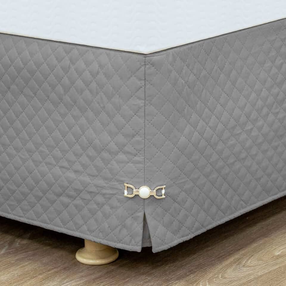 Saia para Cama Box Queen Matelada com Pingente - Cinza (Cinza, Queen)