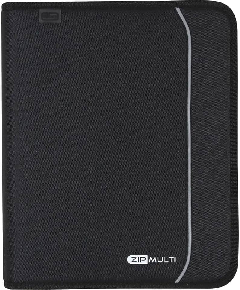 Tilibra - Caderno Argolado Preto, Zip Multi, 20x27.5cm, 48 Folhas