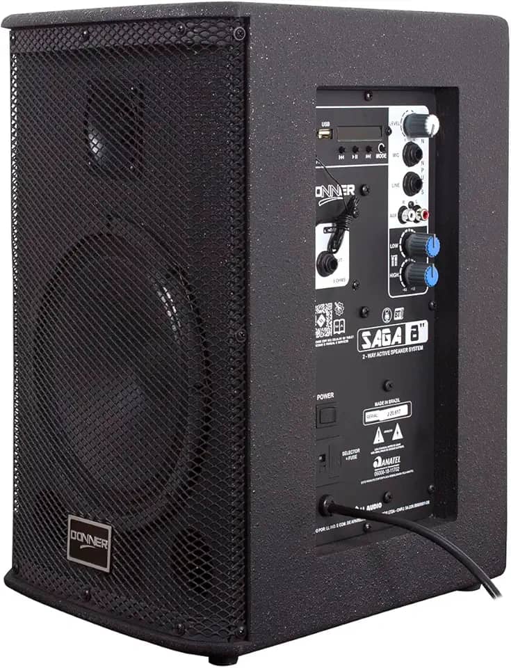 Caixa de Som Acústica Saga 8 Ativa Bluetooth FM Igreja Bar