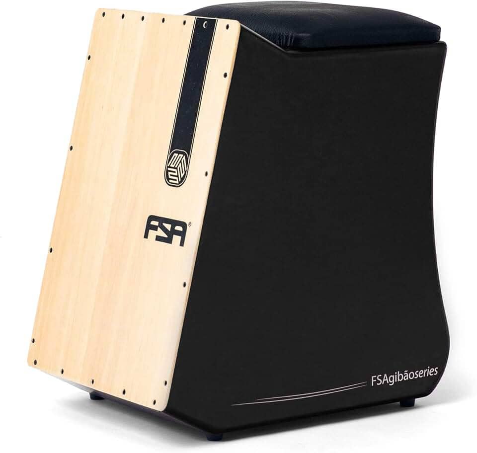Cajon FSA Instrumento de Percussão Profissional Feito à Mão - Graves Profundos, Som de Caixa Nítido, Madeira Brasileira, Design Ergonômico de Inclinação FGB6501 PRETO