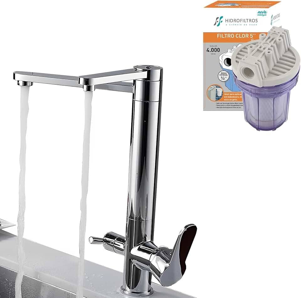 Torneira Inox para Cozinha com Suporte para Filtro | Ideal para Bancada