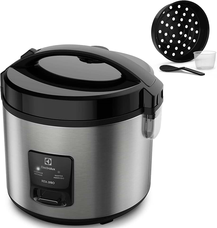 Electrolux Panela Elétrica vapor arroz capacidade 3,5L 10 xícaras 2 em 1 timer panela removivel antiaderente tampa ERC20 inox 127v por Rita Lobo