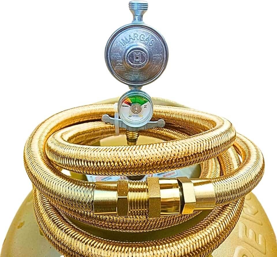 kit Regulador Visor Rosca 1/2 mangueira p/alta temperatura original fogão cooktop forno embutir 3metros