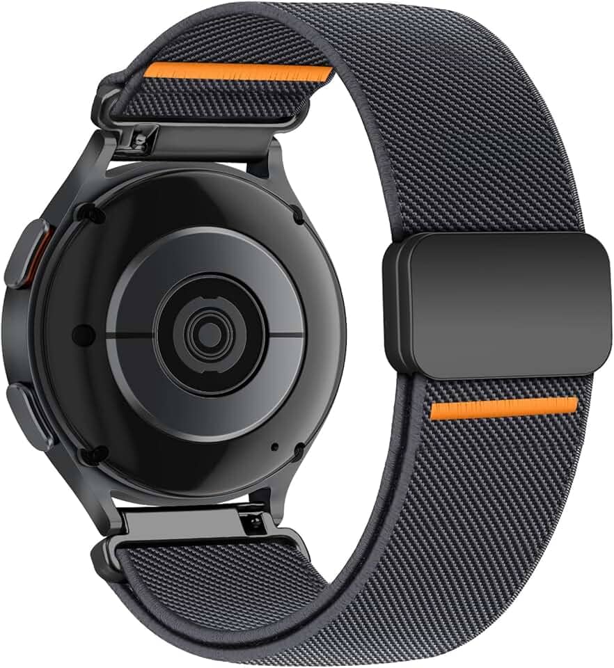 Pulseira elástica magnética de 20 mm e 22 mm para Samsung Galaxy Watch7/6/5/4/FE de 40 mm e 44 mm/Watch 6e 4 Classic42 mm, 46 mm, 43 mm e 47 mm/Watch 5 Pro de 45 mm/3 41 mm/Active 2, pulseira