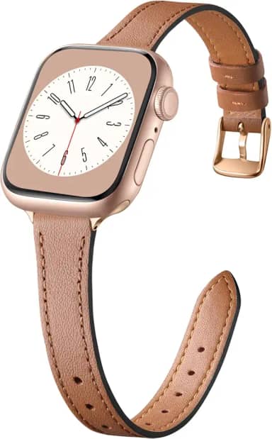 Charlam Pulseira feminina de couro fino compatível com Apple Watch séries 10, 9, 8, 7, 6, 5, 4, 3, 2, 1, SE Ultra de 40 mm, 38 mm, 41 mm, 42 mm, 44 mm, 45 mm e 46 mm
