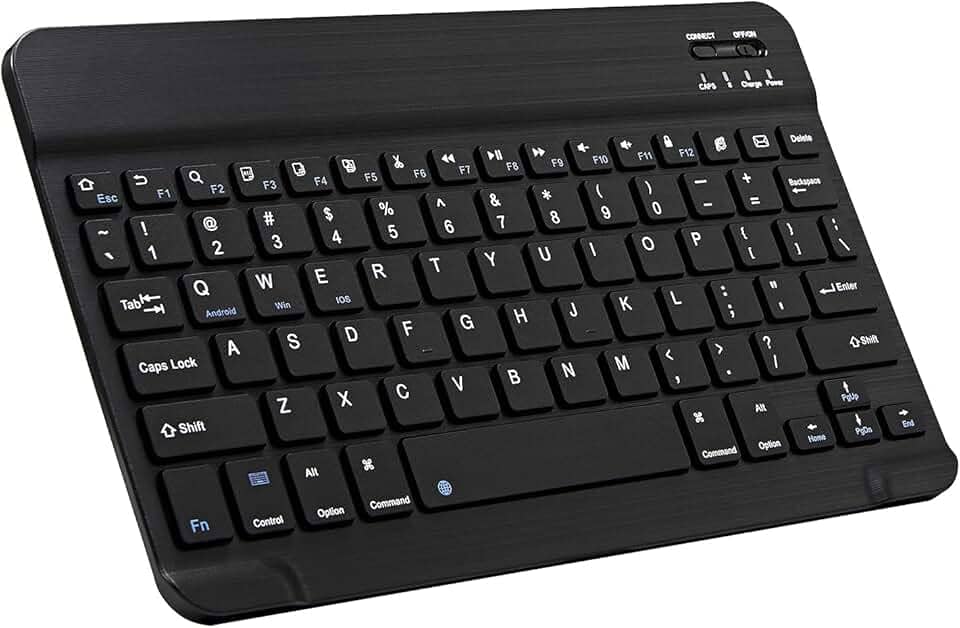 Mini teclado Bluetooth ultrafino portátil recarregável para Apple iPad, iPhone, Samsung, tablet, smartphone, iPadOS, iOS, Android (10 polegadas preto)