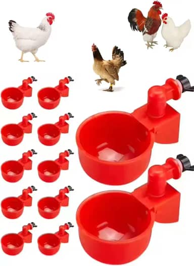 Kit 10 Bebedouro Para Aves Controle Automático Nível De Água Cor Vermelho para galinhas, pintinhos, patos, gansos, perus e coelhos