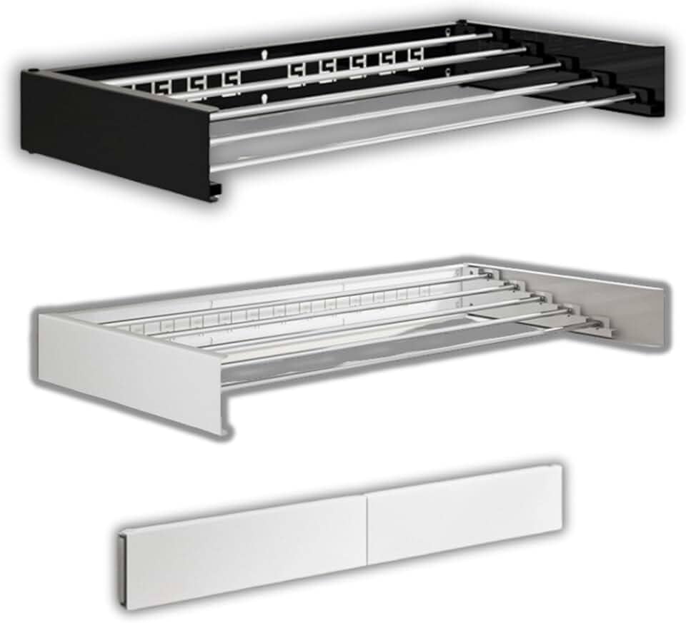 Varal de Parede Retrátil em Alumínio – Invisível Reforçado, Compacto, Dobrável, Moderno, Resistente – Ideal para Apartamento, Lavanderia, Varal de Roupas Recolhível e Discreto