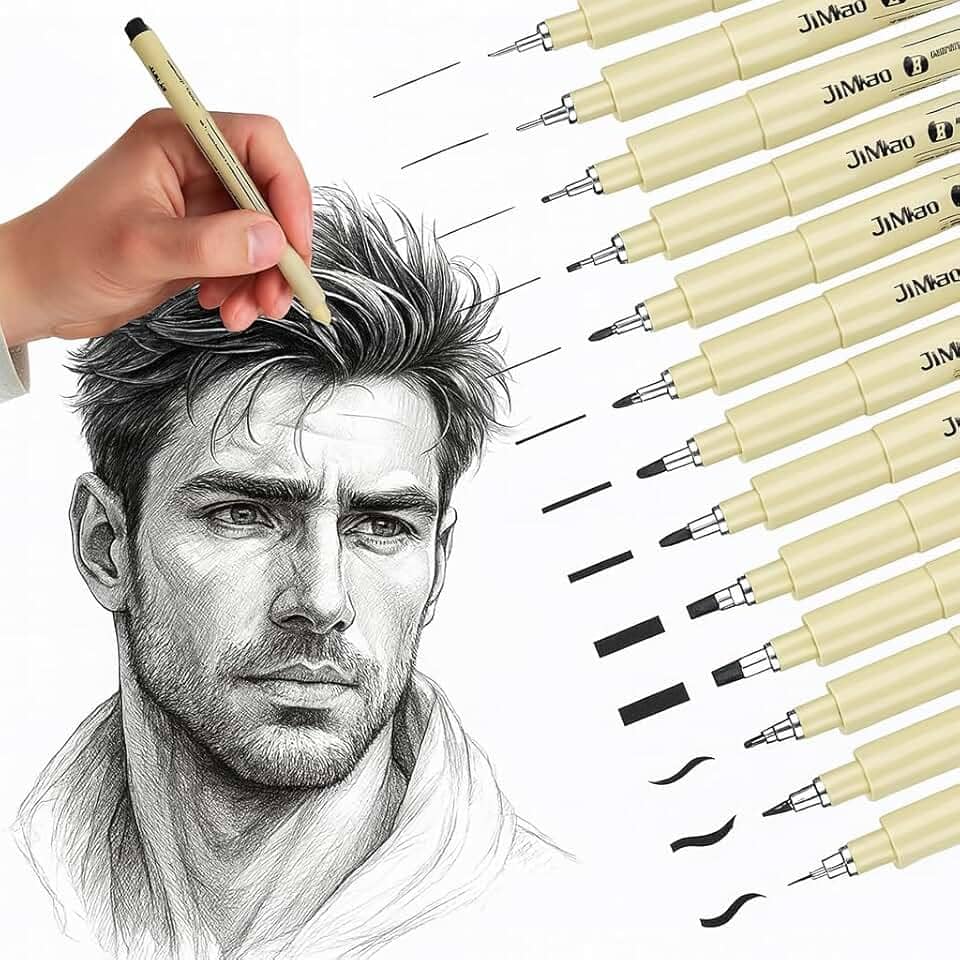 Kit 12 Canetas Canetinhas Profissional Nanquim para Mangá Desenho Técnico Artístico Lettering Brush Sakura Caligrafia Kit Precisão Projetos Caligrafia Qualidade Linha Super Premium Std