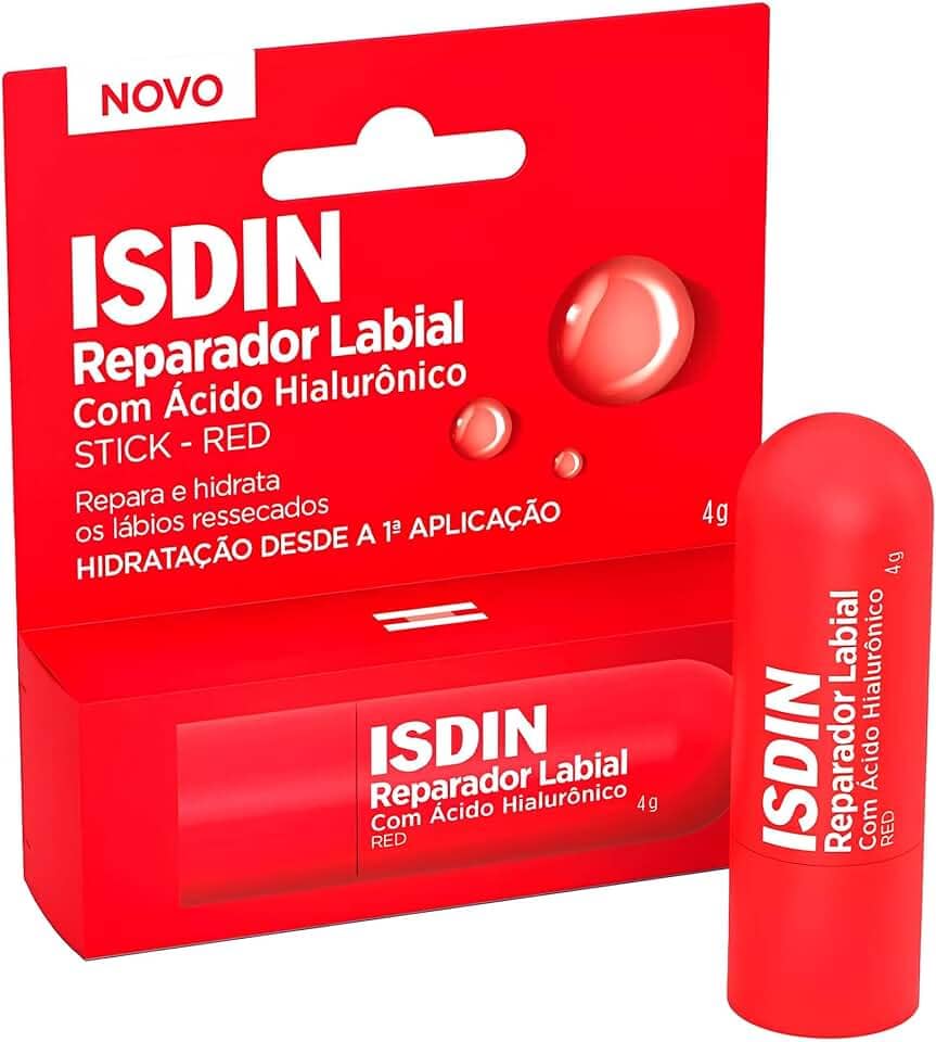 Reparador Labial Isdin Stick Red com Ácido Hialurônico 4g - Vermelho