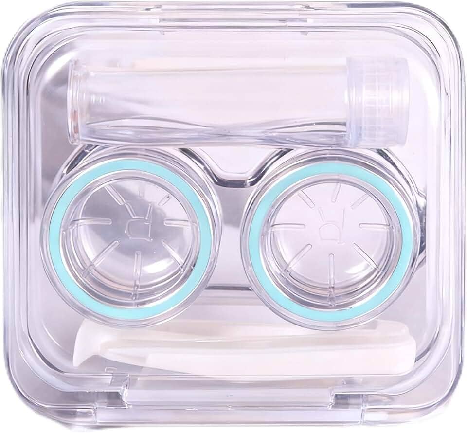 Conjunto de 2 capas de lentes de contato, itens essenciais de viagem com kit de ferramentas de remoção e frasco de solução, caixa de armazenamento de lentes de contato transparente (estilo 2)