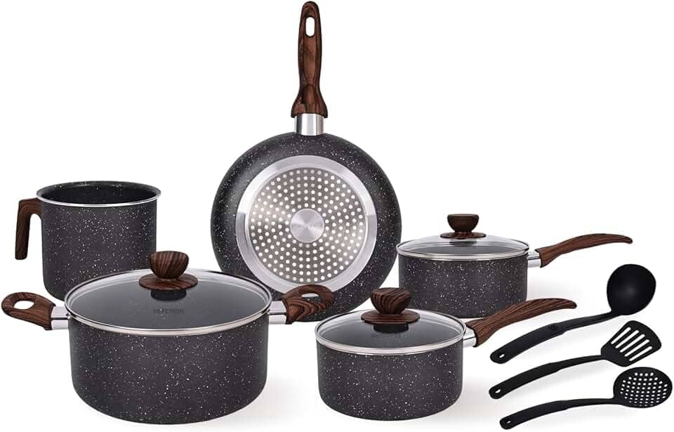 Jogo de Panelas Indução Cerâmica Antiaderente 8 Peças, Adequado para Fogão a Indução, Gás, Elétrico e Vitrocerâmico, Durável Lindas e Qualidade