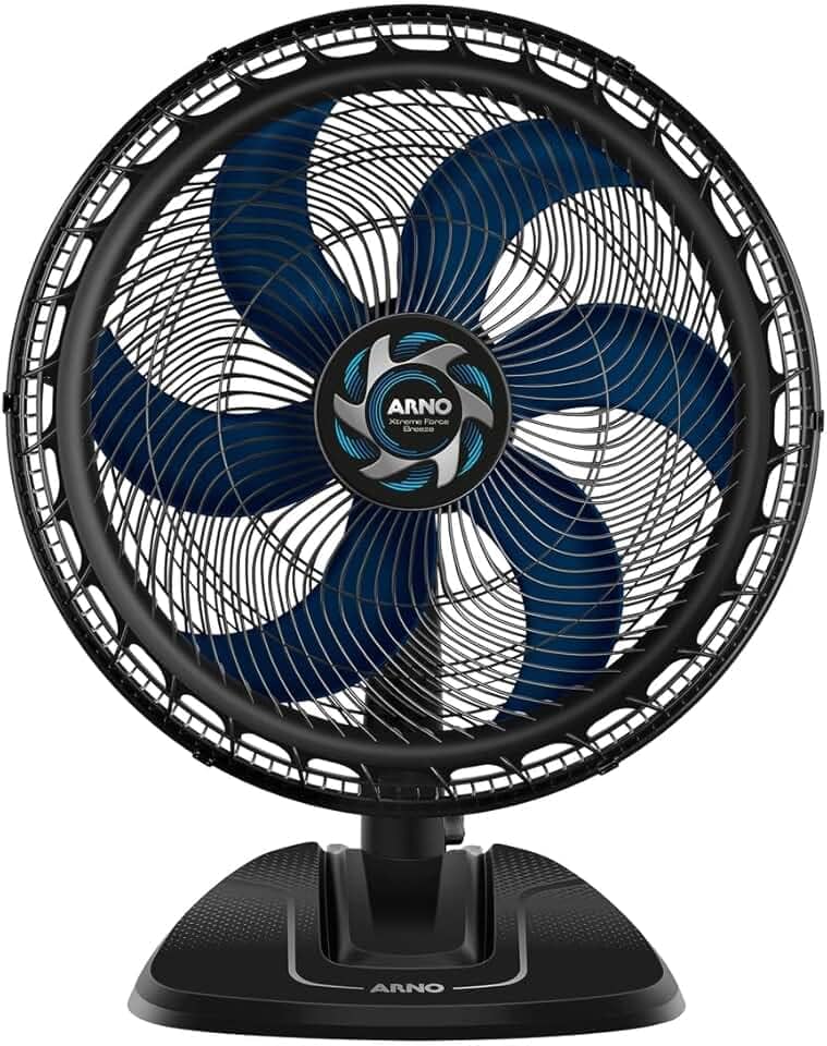 Ventilador de Mesa Arno Xtreme Force Breeze 50cm VB50, 126W, 6 Pás, 3 Velocidades, Oscilação 80º, Power Zone, Modo Sono Tranquilo, Grade Chevron Zone, 110V