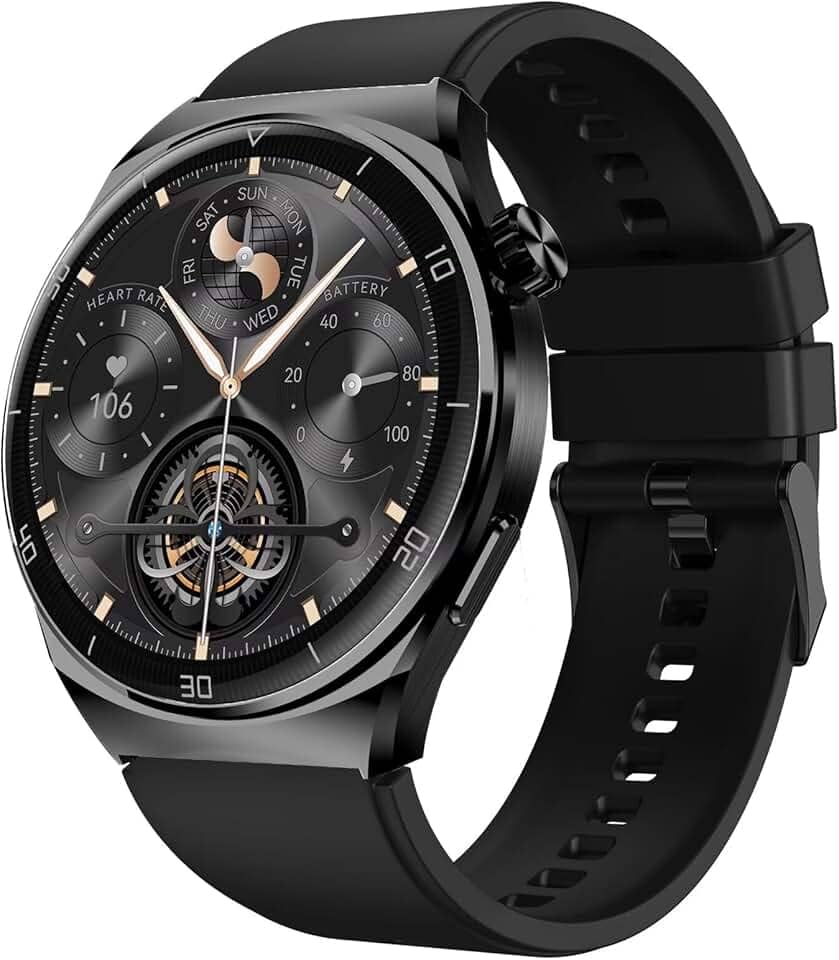 Smartwatch Aurafit Relógio inteligente para Homens, Tela Full Touch 1.43"AMOLED, IP68, Compatível com iOS e Android, 110+ Modos Esportivos, Assistente de Voz, Faz e Recebe Ligações