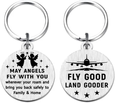 DGXMD Presentes para viagens - Chaveiro Fly Good Land Gooder Safe Travel - Presentes de aniversário de formatura para comissários de bordo, pilotos e viajantes de aviação