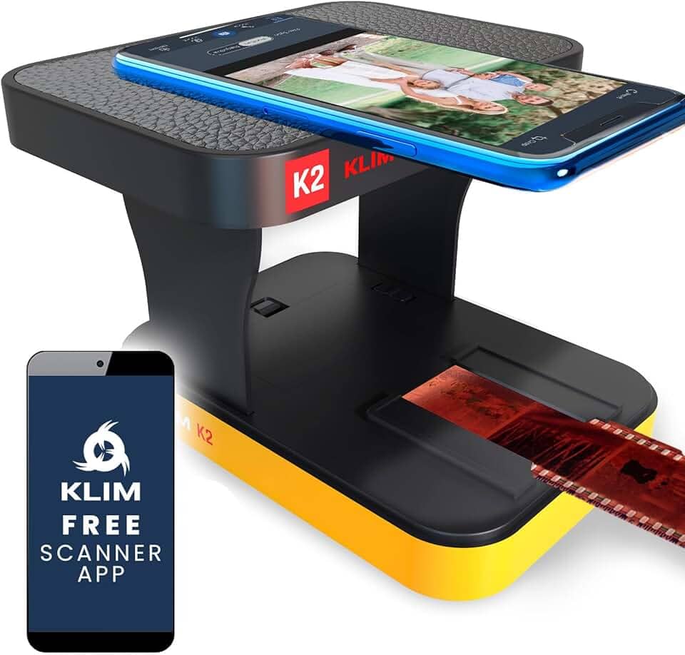 KLIM Digitalizador fotográfico móvel K2 35 mm - Conversão positiva e negativa - Scanner de slides e fotos - Kit essencial de desenvolvimento de cores - Seu próprio serviço para desenvolver negativos