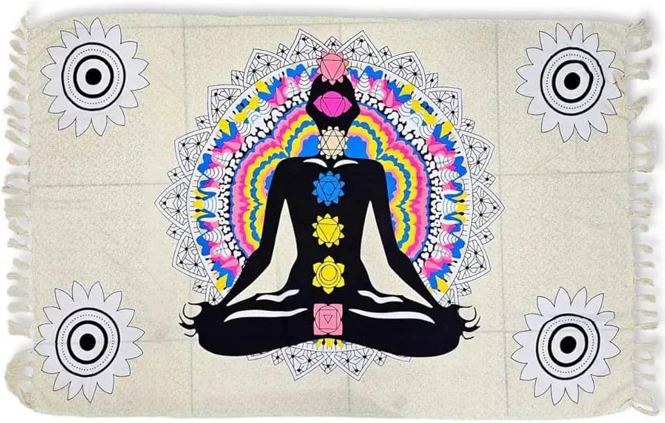 Canga de Praia Retangular Poliéster Chakras e Mandalas