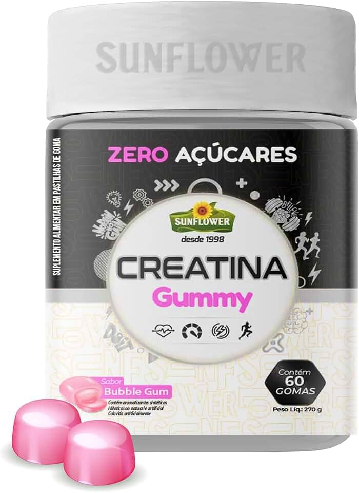Creatina Gummy | Creatina em Goma Monohidratada 60 un Sabor Bubble Gum – Praticidade e Sabor para Sua Performance - Sunflower