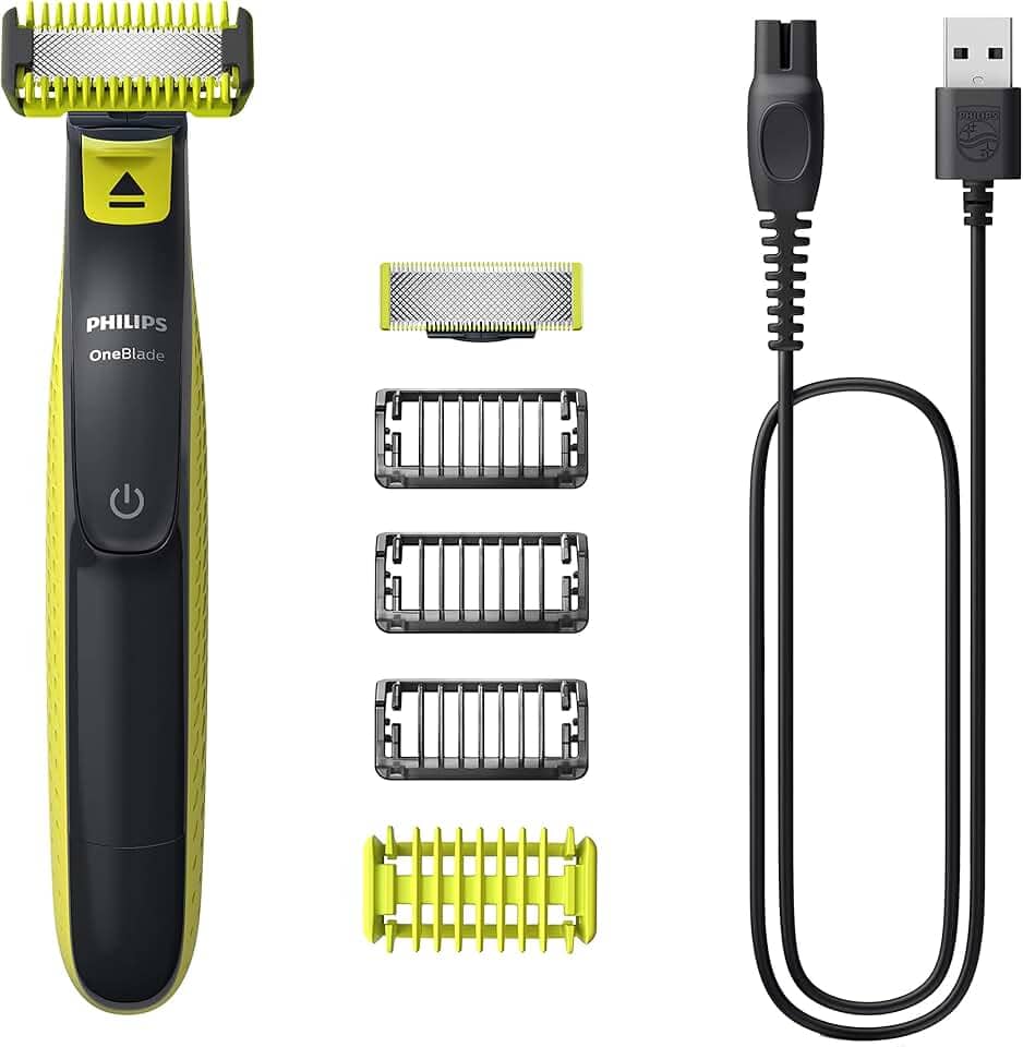 Aparador e Barbeador Elétrico de Pelos Philips OneBlade com 4 pentes QP2824/10 À prova d’água - Bivolt